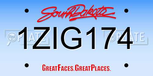 1ZIG174 South Dakota License Plate