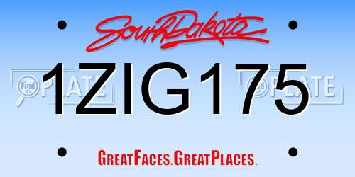 1ZIG175 South Dakota License Plate
