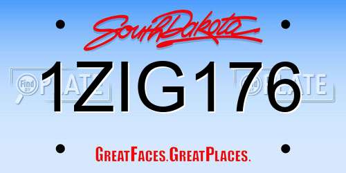 1ZIG176 South Dakota License Plate