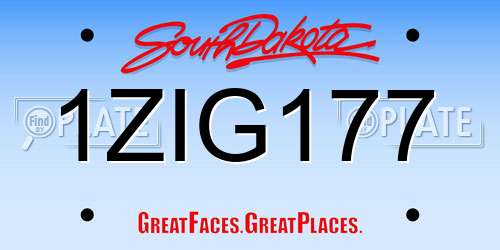 1ZIG177 South Dakota License Plate