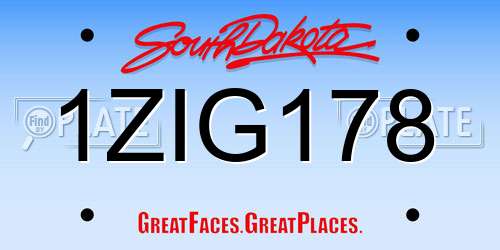 1ZIG178 South Dakota License Plate