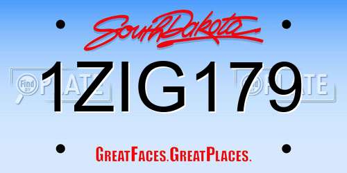 1ZIG179 South Dakota License Plate