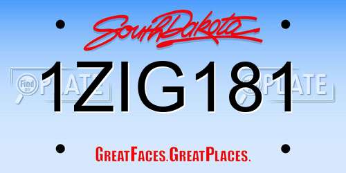 1ZIG181 South Dakota License Plate