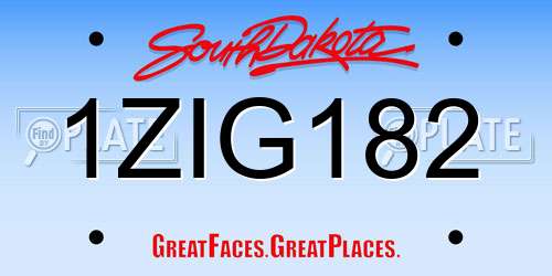 1ZIG182 South Dakota License Plate