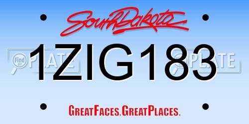 1ZIG183 South Dakota License Plate