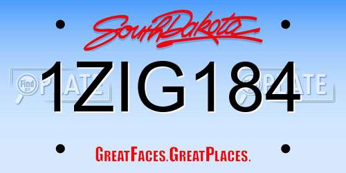 1ZIG184 South Dakota License Plate