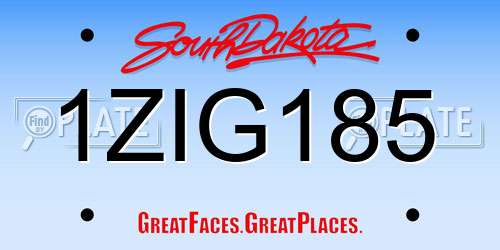 1ZIG185 South Dakota License Plate