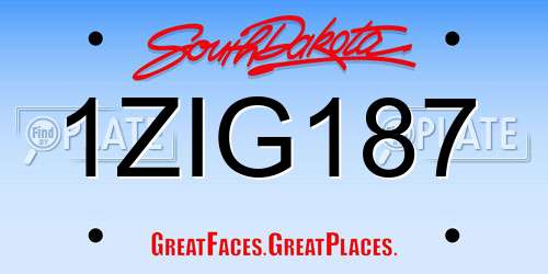 1ZIG187 South Dakota License Plate