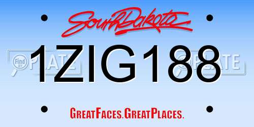 1ZIG188 South Dakota License Plate