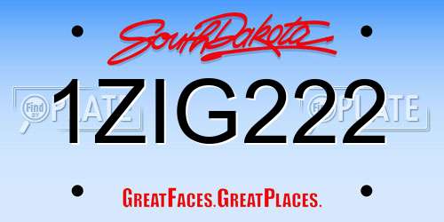 1ZIG222 South Dakota License Plate