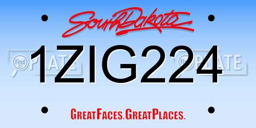 1ZIG224 South Dakota License Plate