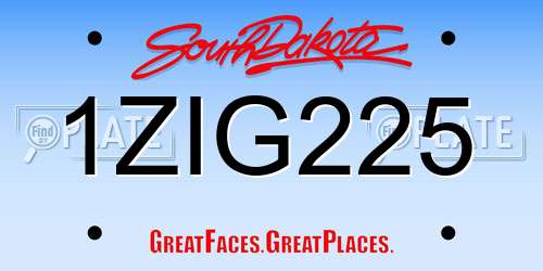 1ZIG225 South Dakota License Plate