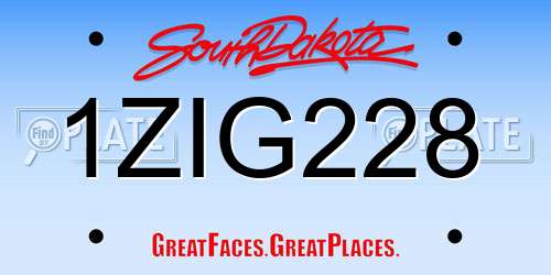 1ZIG228 South Dakota License Plate