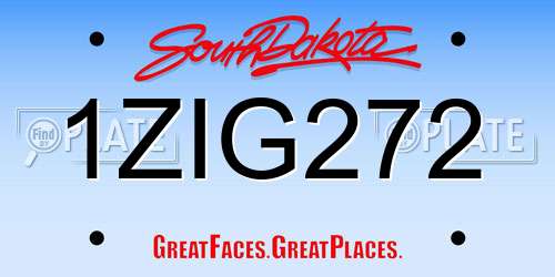 1ZIG272 South Dakota License Plate