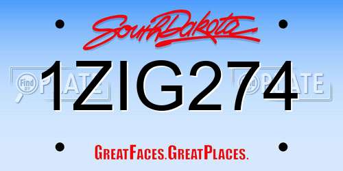 1ZIG274 South Dakota License Plate