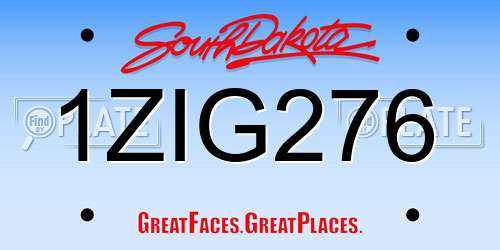 1ZIG276 South Dakota License Plate