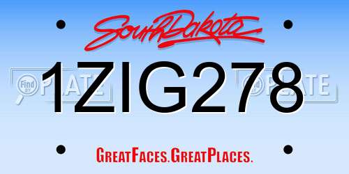 1ZIG278 South Dakota License Plate