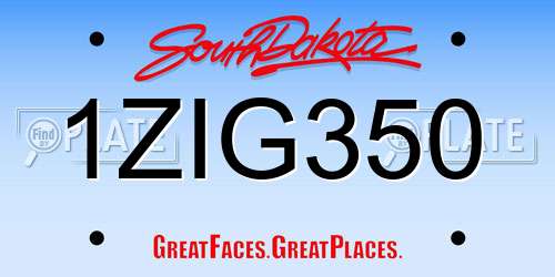1ZIG350 South Dakota License Plate