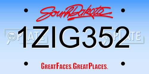 1ZIG352 South Dakota License Plate