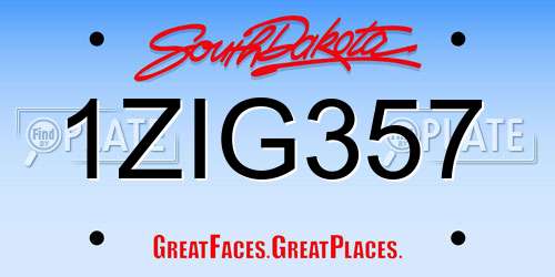 1ZIG357 South Dakota License Plate