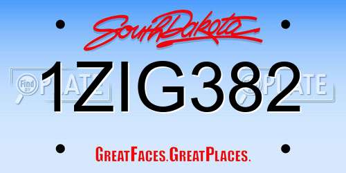 1ZIG382 South Dakota License Plate