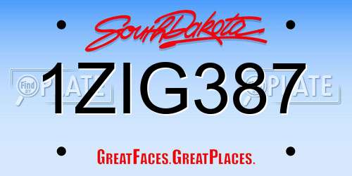 1ZIG387 South Dakota License Plate
