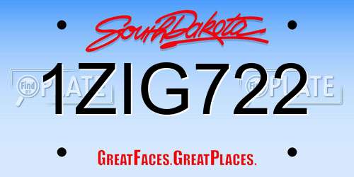 1ZIG722 South Dakota License Plate