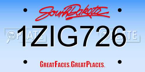 1ZIG726 South Dakota License Plate