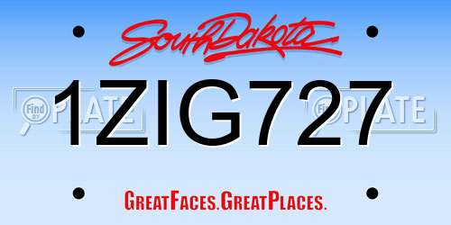 1ZIG727 South Dakota License Plate