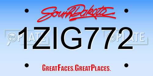 1ZIG772 South Dakota License Plate