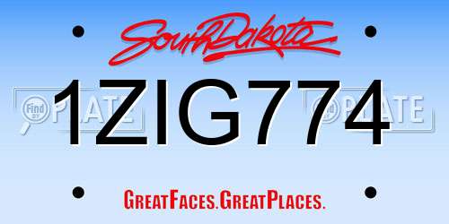 1ZIG774 South Dakota License Plate
