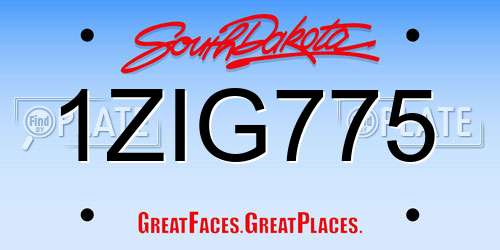 1ZIG775 South Dakota License Plate