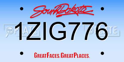 1ZIG776 South Dakota License Plate