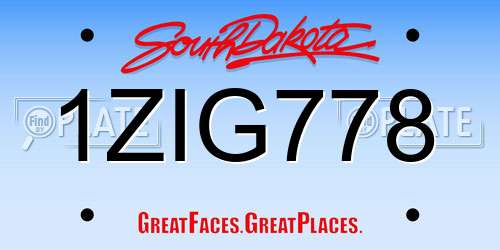 1ZIG778 South Dakota License Plate
