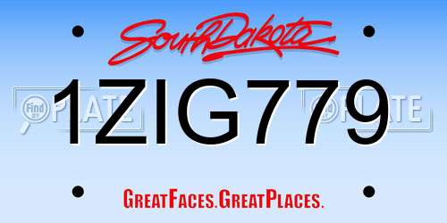 1ZIG779 South Dakota License Plate