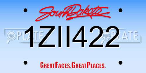 1ZII422 South Dakota License Plate