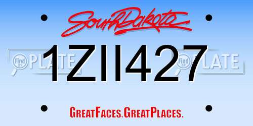 1ZII427 South Dakota License Plate