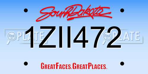 1ZII472 South Dakota License Plate