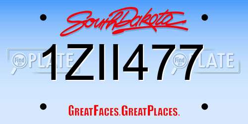1ZII477 South Dakota License Plate