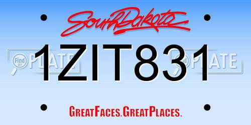 1ZIT831 South Dakota License Plate