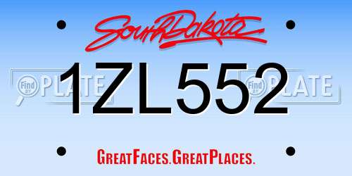 1ZL552 South Dakota License Plate