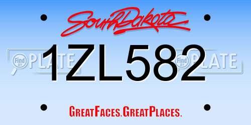 1ZL582 South Dakota License Plate