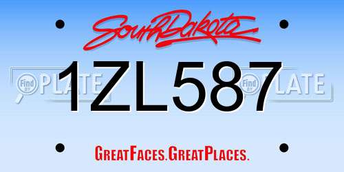 1ZL587 South Dakota License Plate