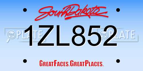 1ZL852 South Dakota License Plate