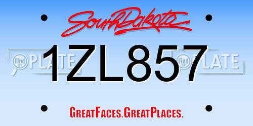 1ZL857 South Dakota License Plate