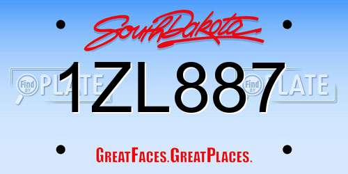 1ZL887 South Dakota License Plate