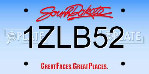 1ZLB52 South Dakota License Plate