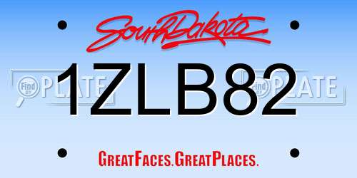 1ZLB82 South Dakota License Plate