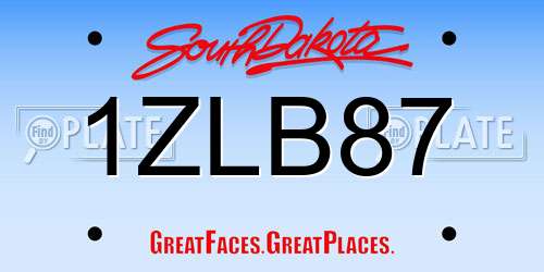 1ZLB87 South Dakota License Plate