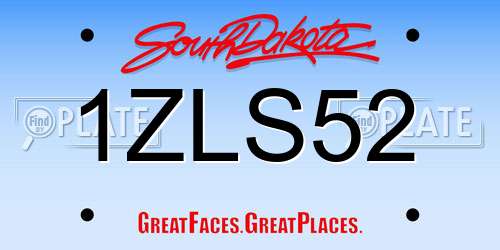 1ZLS52 South Dakota License Plate
